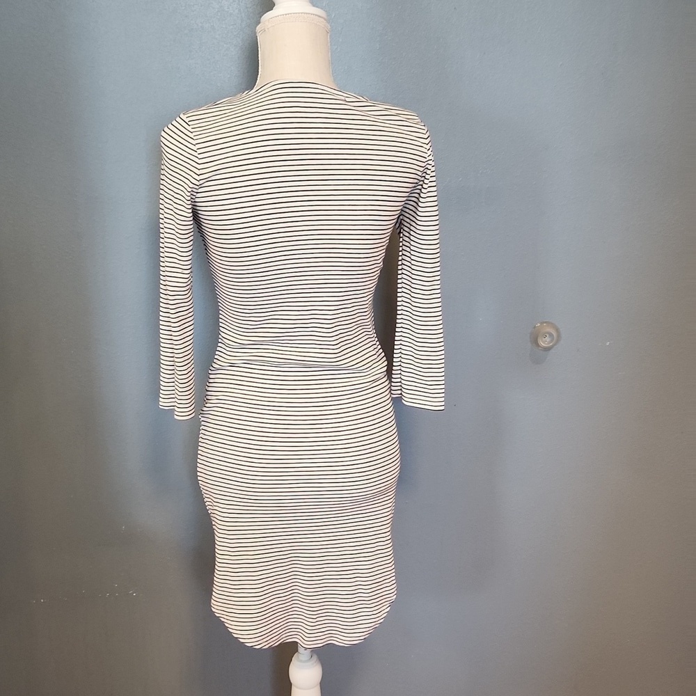 Jacob supply midi length y2k Retro striped crisscross vneck shift dress - Picture 5 of 8